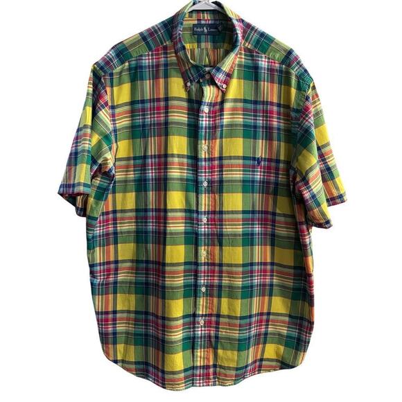 Ralph Lauren Plaid Short Sleeve Button Up Men’s Shirt Size 2XB lightweight - Picture 1 of 6